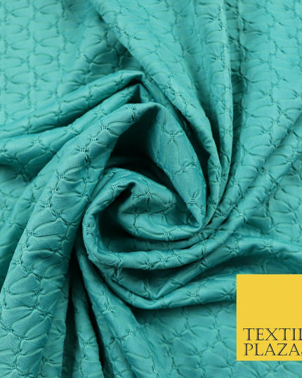 Jade Sea Green Embossed Waves Design Jersey Dress Craft Fabric Material 55" 4422