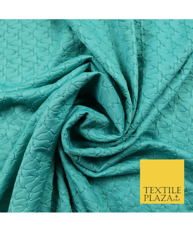 Jade Sea Green Embossed Waves Design Jersey Dress Craft Fabric Material 55" 4422