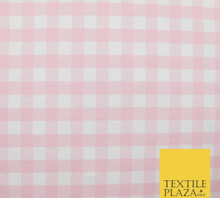 Premium Baby Pink White Gingham Check Printed Scuba Jersey Fabric Craft 57" 4423