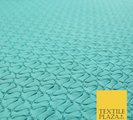 Jade Sea Green Embossed Waves Design Jersey Dress Craft Fabric Material 55" 4422