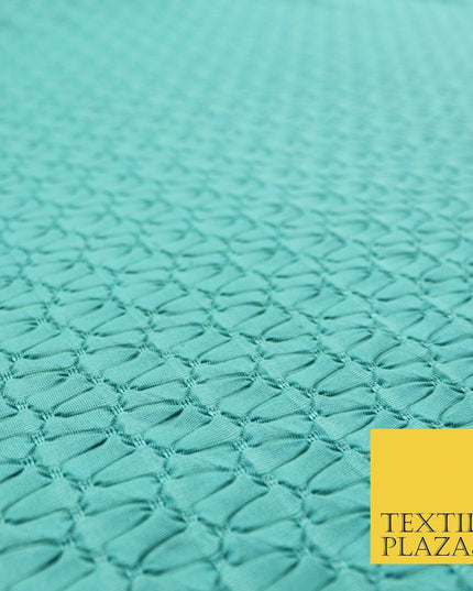 Jade Sea Green Embossed Waves Design Jersey Dress Craft Fabric Material 55" 4422