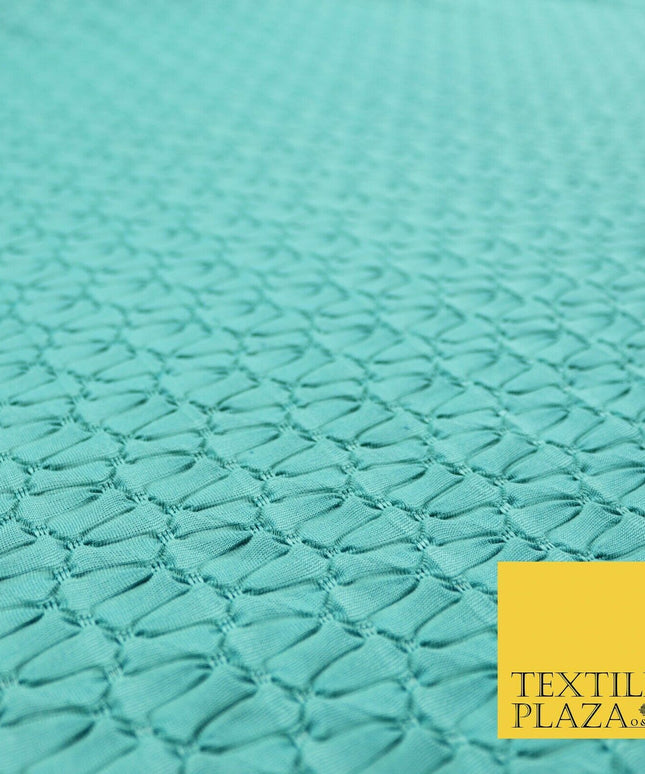 Jade Sea Green Embossed Waves Design Jersey Dress Craft Fabric Material 55" 4422