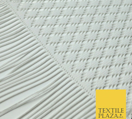 White Fringe Weave Lace Dress Fabric Coverup Swimwear Kimono Craft 69" Wide 4429