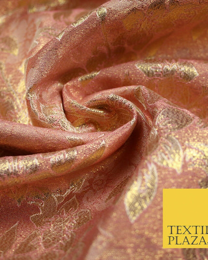Luxury Floral Flower Mix Metallic Gold Brocade Dress Fabric 56" Wide 3 Colours