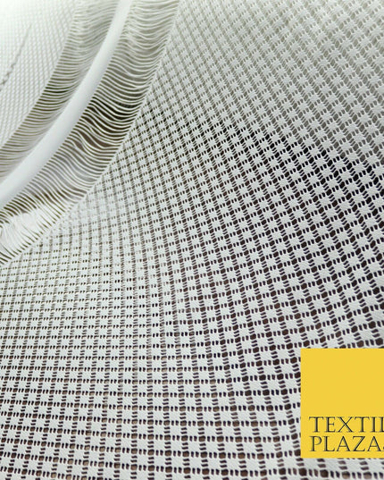 White Fringe Weave Lace Dress Fabric Coverup Swimwear Kimono Craft 69" Wide 4429