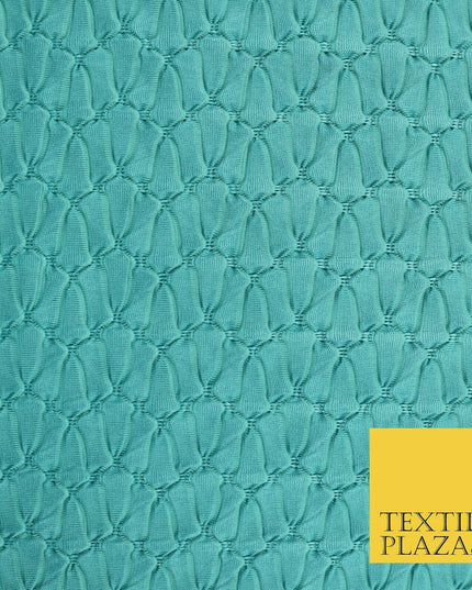 Jade Sea Green Embossed Waves Design Jersey Dress Craft Fabric Material 55" 4422