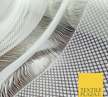 White Fringe Weave Lace Dress Fabric Coverup Swimwear Kimono Craft 69" Wide 4429