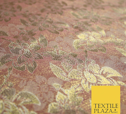 Luxury Floral Flower Mix Metallic Gold Brocade Dress Fabric 56" Wide 3 Colours