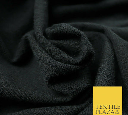 Black White Textured Weave Style Soft Plain Stretch Jersey Fabric Dress Craft56"