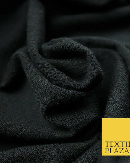 Black White Textured Weave Style Soft Plain Stretch Jersey Fabric Dress Craft56"