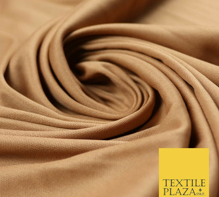 Stone Green Camel Brown Coloured Plain Stretch Jersey Fabric Dress Material 58"