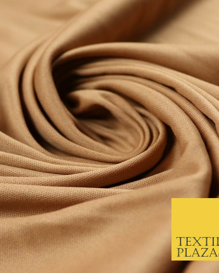 Stone Green Camel Brown Coloured Plain Stretch Jersey Fabric Dress Material 58"