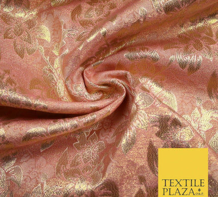 Luxury Floral Flower Mix Metallic Gold Brocade Dress Fabric 56" Wide 3 Colours