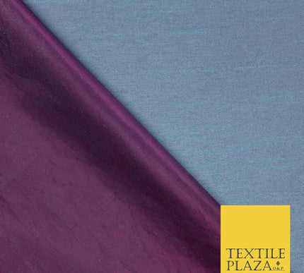 Two Tone Shot Plain Satin Backed Dupion SHANTUNG Raw Silk Dress Fabric 58" Wide