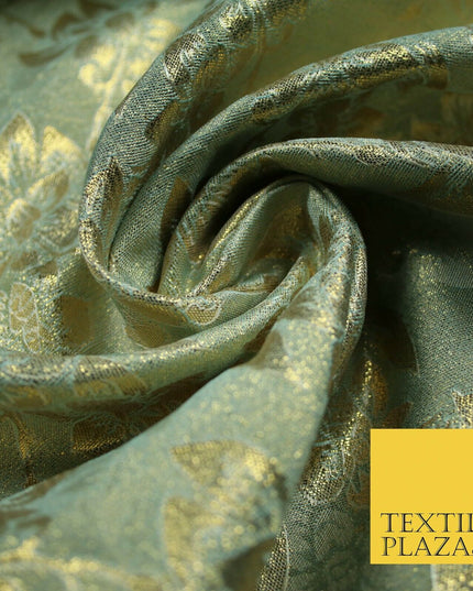 Luxury Floral Flower Mix Metallic Gold Brocade Dress Fabric 56" Wide 3 Colours