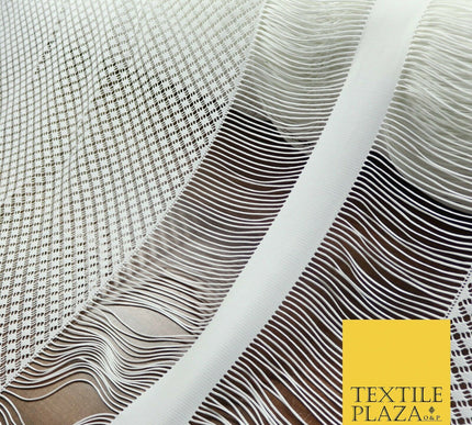 White Fringe Weave Lace Dress Fabric Coverup Swimwear Kimono Craft 69" Wide 4429