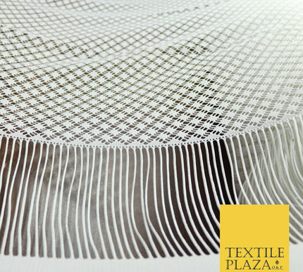 White Fringe Weave Lace Dress Fabric Coverup Swimwear Kimono Craft 69" Wide 4429