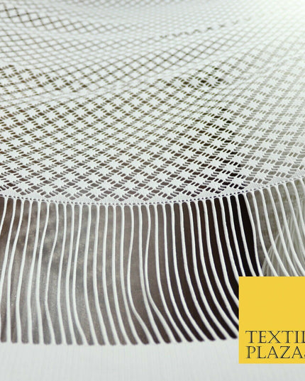 White Fringe Weave Lace Dress Fabric Coverup Swimwear Kimono Craft 69" Wide 4429