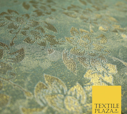 Luxury Floral Flower Mix Metallic Gold Brocade Dress Fabric 56" Wide 3 Colours