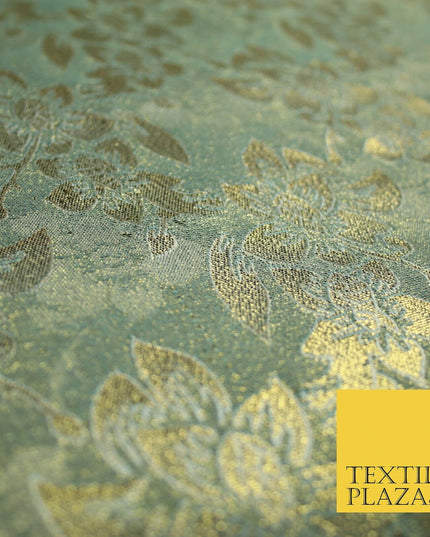 Luxury Floral Flower Mix Metallic Gold Brocade Dress Fabric 56" Wide 3 Colours