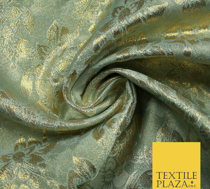 Luxury Floral Flower Mix Metallic Gold Brocade Dress Fabric 56" Wide 3 Colours