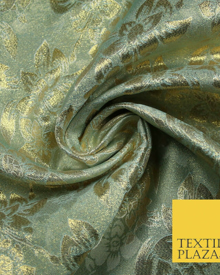 Luxury Floral Flower Mix Metallic Gold Brocade Dress Fabric 56" Wide 3 Colours