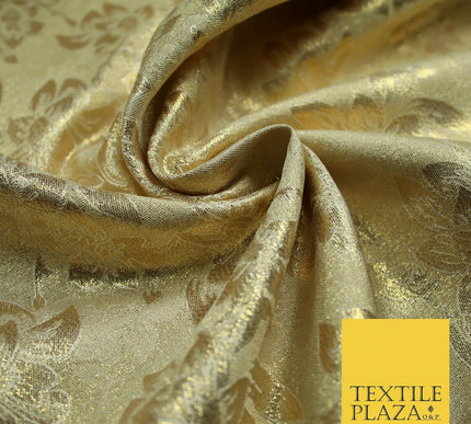 Luxury Floral Flower Mix Metallic Gold Brocade Dress Fabric 56" Wide 3 Colours