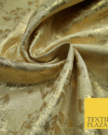 Luxury Floral Flower Mix Metallic Gold Brocade Dress Fabric 56" Wide 3 Colours