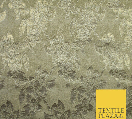 Luxury Floral Flower Mix Metallic Gold Brocade Dress Fabric 56" Wide 3 Colours