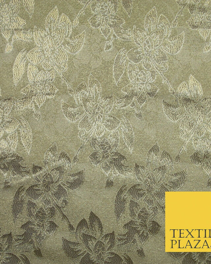 Luxury Floral Flower Mix Metallic Gold Brocade Dress Fabric 56" Wide 3 Colours