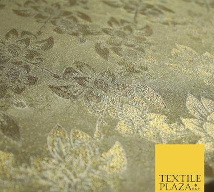 Luxury Floral Flower Mix Metallic Gold Brocade Dress Fabric 56" Wide 3 Colours
