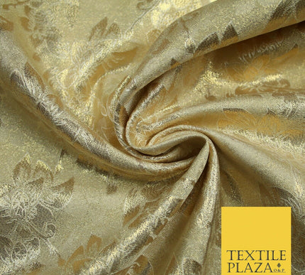 Luxury Floral Flower Mix Metallic Gold Brocade Dress Fabric 56" Wide 3 Colours
