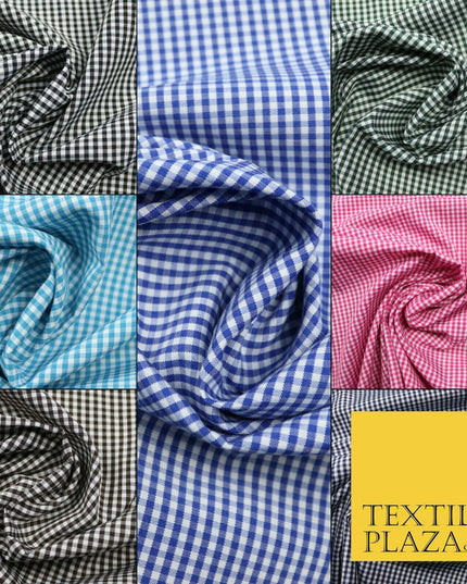 Small Mini 2mm Gingham Square Check Polycotton Fabric Dress Craft 7 COLOURS 58"