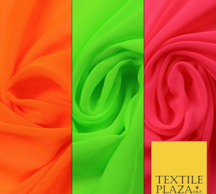 Premium Bright Fluorescent Coloured Plain Chiffon Dress Fabric 58" 3 COLOURS