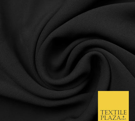 Premium Quality Black Heavy Plain Chiffon Dress Sheer Fabric Material 60" 4413