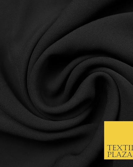 Premium Quality Black Heavy Plain Chiffon Dress Sheer Fabric Material 60" 4413