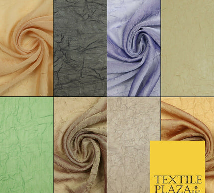 Luxury Creased Crushed Plain / Shot Chiffon Dress Fabric 8 COLOURS 58" Wide