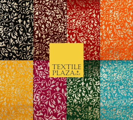 Ornate Floral Flocked Burnout Metallic Shiny Gold Lame Fabric 8 COLOURS 44" Wide