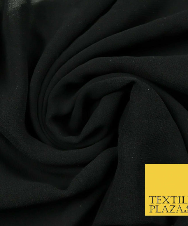 Premium Quality Black Beige Rose Plain Chiffon Dress Sheer Fabric 58" 3 COLOURS