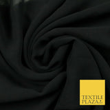 Premium Quality Black Beige Rose Plain Chiffon Dress Sheer Fabric 58" 3 COLOURS