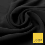 Premium Quality Black Heavy Plain Chiffon Dress Sheer Fabric Material 60" 4413