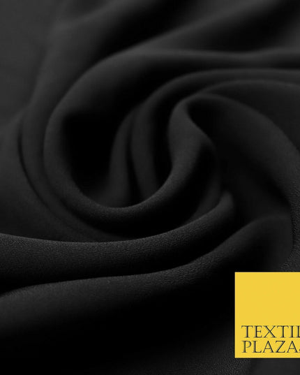 Premium Quality Black Heavy Plain Chiffon Dress Sheer Fabric Material 60" 4413