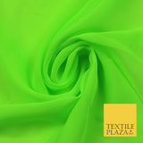 Premium Bright Fluorescent Coloured Plain Chiffon Dress Fabric 58" 3 COLOURS