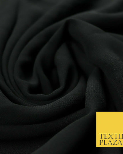 Premium Quality Black Beige Rose Plain Chiffon Dress Sheer Fabric 58" 3 COLOURS