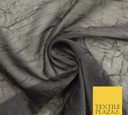 Luxury Creased Crushed Plain / Shot Chiffon Dress Fabric 8 COLOURS 58" Wide
