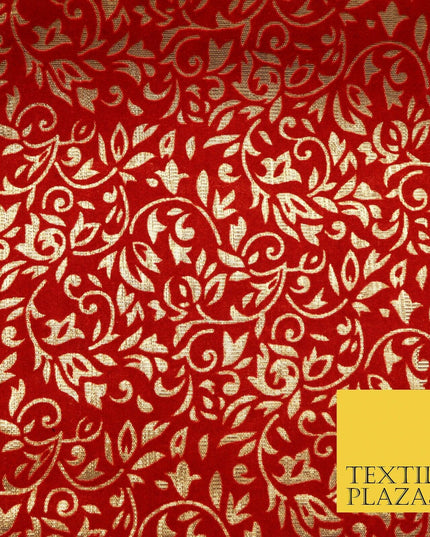 Ornate Floral Flocked Burnout Metallic Shiny Gold Lame Fabric 8 COLOURS 44" Wide