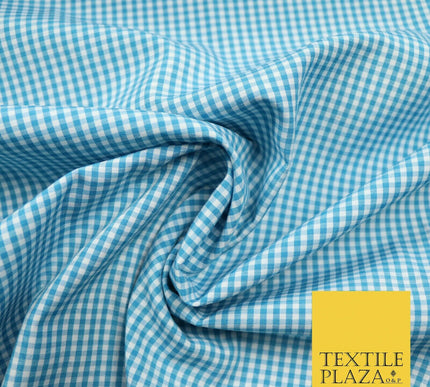 Small Mini 2mm Gingham Square Check Polycotton Fabric Dress Craft 7 COLOURS 58"