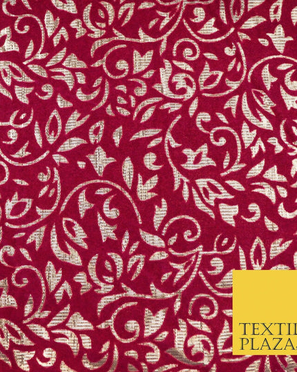 Ornate Floral Flocked Burnout Metallic Shiny Gold Lame Fabric 8 COLOURS 44" Wide
