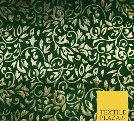 Ornate Floral Flocked Burnout Metallic Shiny Gold Lame Fabric 8 COLOURS 44" Wide
