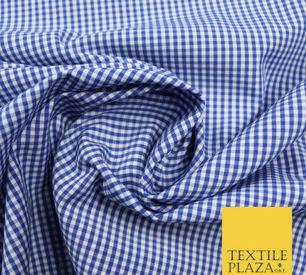 Small Mini 2mm Gingham Square Check Polycotton Fabric Dress Craft 7 COLOURS 58"